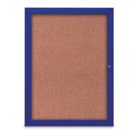 United Visual Products Slim Enclosed Corkboard, 18"x24", Satin Alum Frame/Blue Spruce UVEB1824-SATIN-BLSPRU